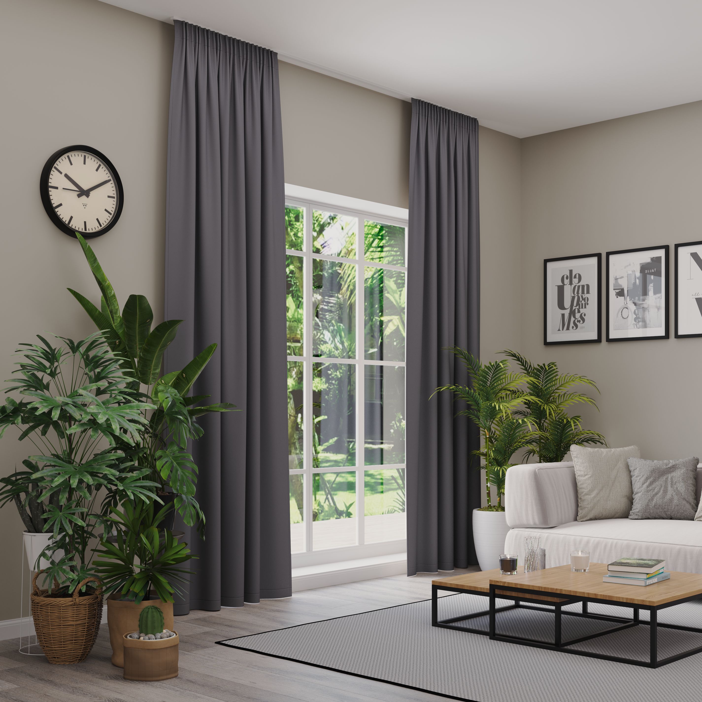 Verdunkelungsvorhang NEUTEX FOR YOU "INSULA", grau (dunkelgrau), B:137cm H:210cm, Polyester, Gardinen, Uni-Dimout für starke Verdunklung, nach Maß Image