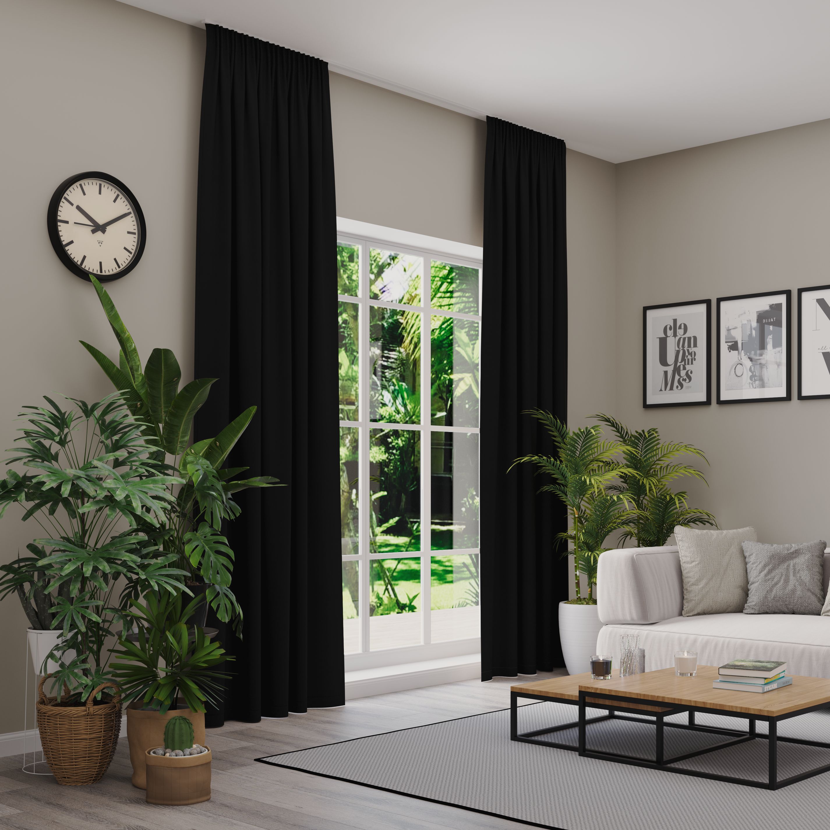 Verdunkelungsvorhang NEUTEX FOR YOU "INSULA", schwarz, B:137cm H:215cm, Polyester, Gardinen, Uni-Dimout für starke Verdunklung, nach Maß Image