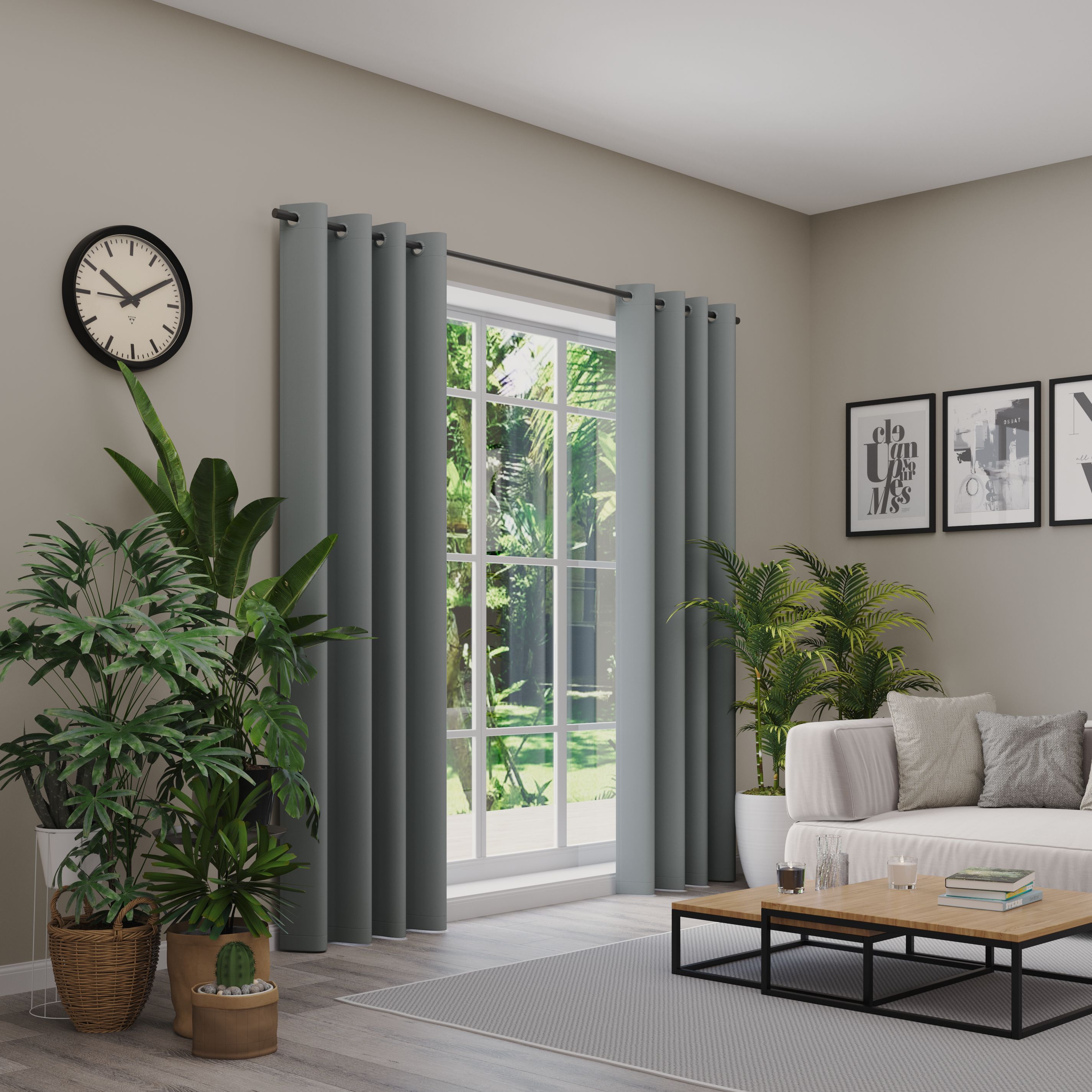 Verdunkelungsvorhang NEUTEX FOR YOU "INSULA", grau (hellgrau), B:137 H:210, Polyester, Gardinen, Uni-Dimout für starke Verdunklung, nach Maß Image