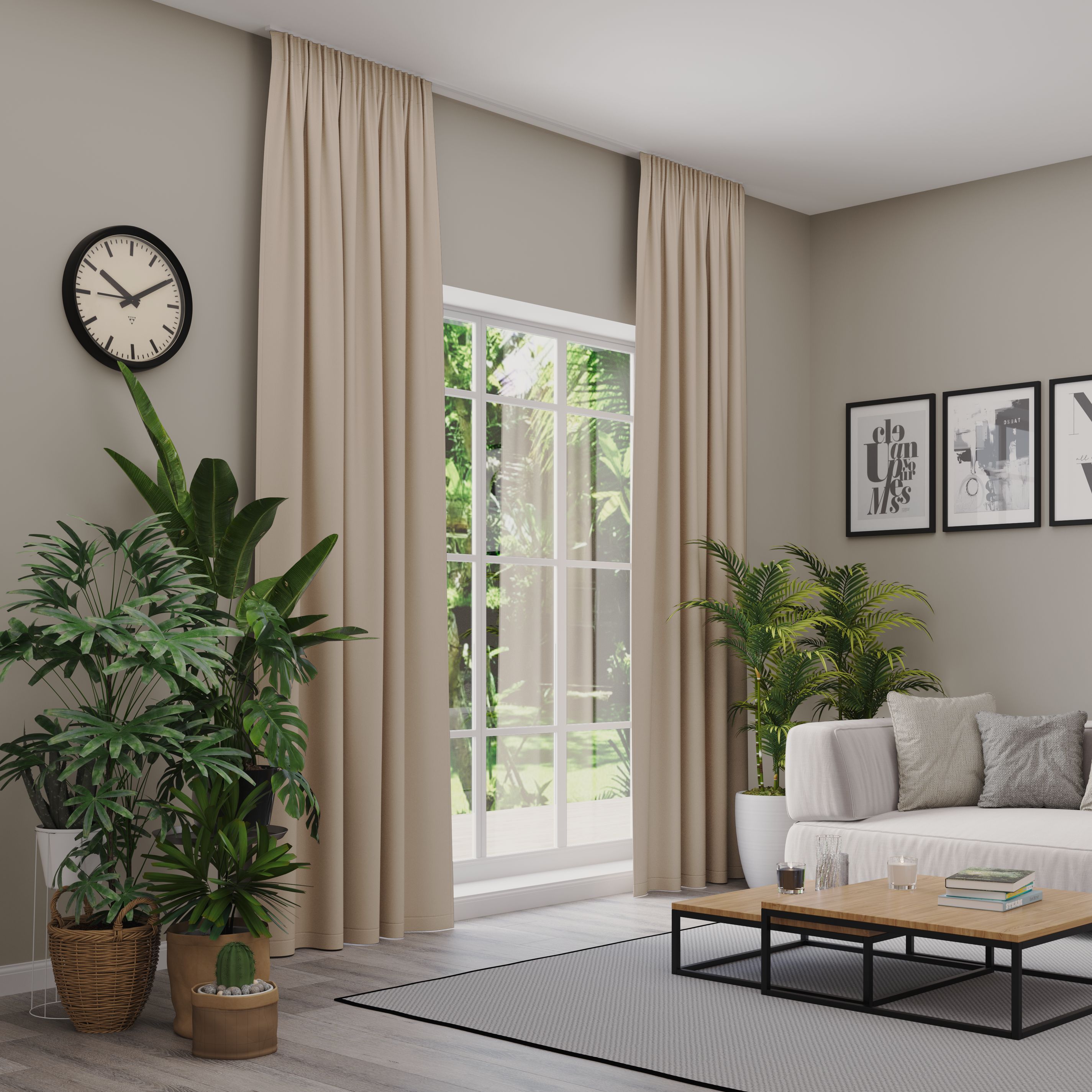 Verdunkelungsvorhang NEUTEX FOR YOU "INSULA", beige (dunkelbeige), B:137cm H:290cm, Polyester, Gardinen, Uni-Dimout für starke Verdunklung, nach Maß Image