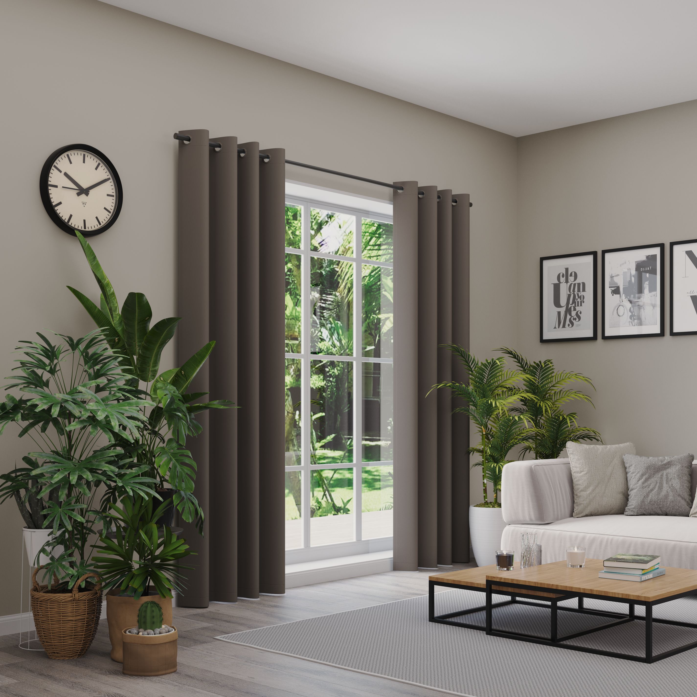 Verdunkelungsvorhang NEUTEX FOR YOU "INSULA", braun, B:137cm H:200cm, Polyester, Gardinen, Uni-Dimout für starke Verdunklung, nach Maß Image