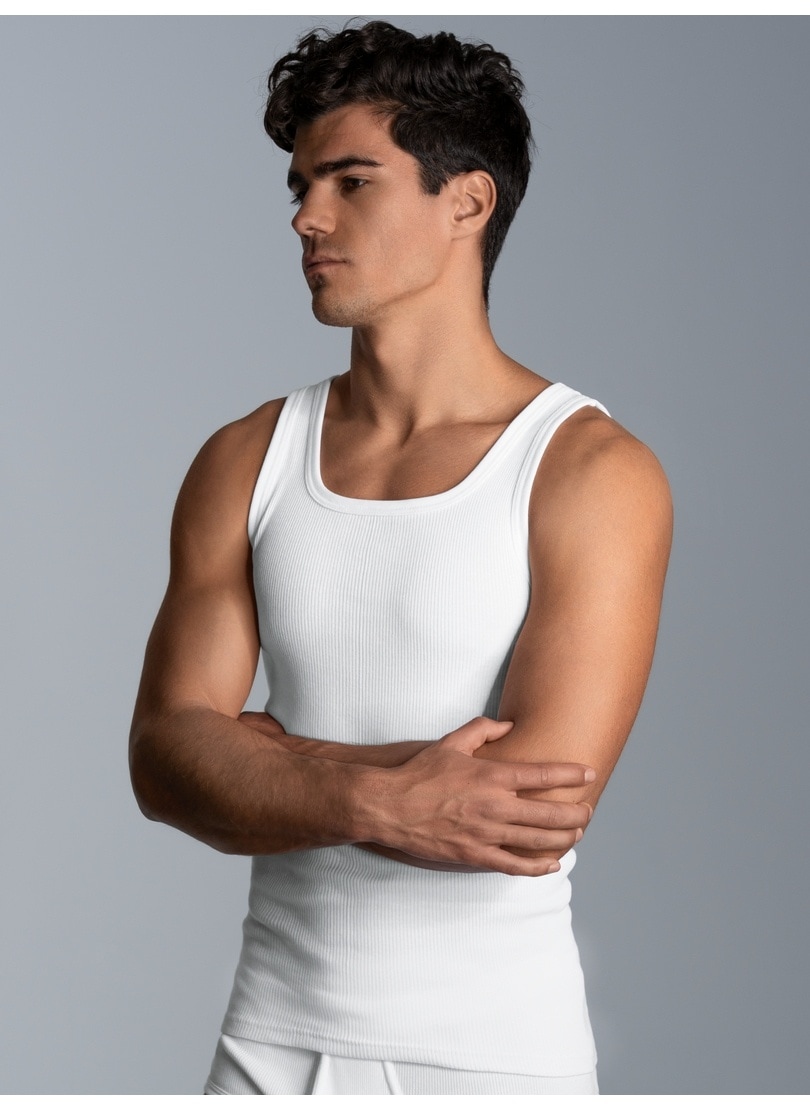 Achselhemd TRIGEMA "TRIGEMA Unterhemd Doppelripp im Doppelpack", Herren, Gr. 9, weiß, 100% Baumwolle (Bio-Baumwolle kbA), Unterhemden Image