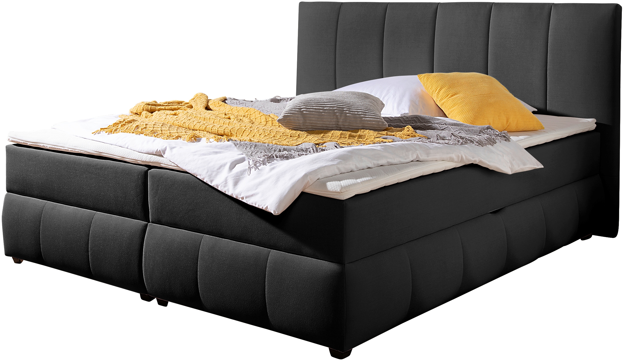 Boxbett INOSIGN "Hartley inkl. Bettkasten und Topper, auch in Überlänge erhältlich", schwarz, B:172cm L:230cm, Komplettbetten, wahlweise mit Bonnell- oder TTFK-Matratze in H2, H3 o. H4 erhältlich, Topseller Image