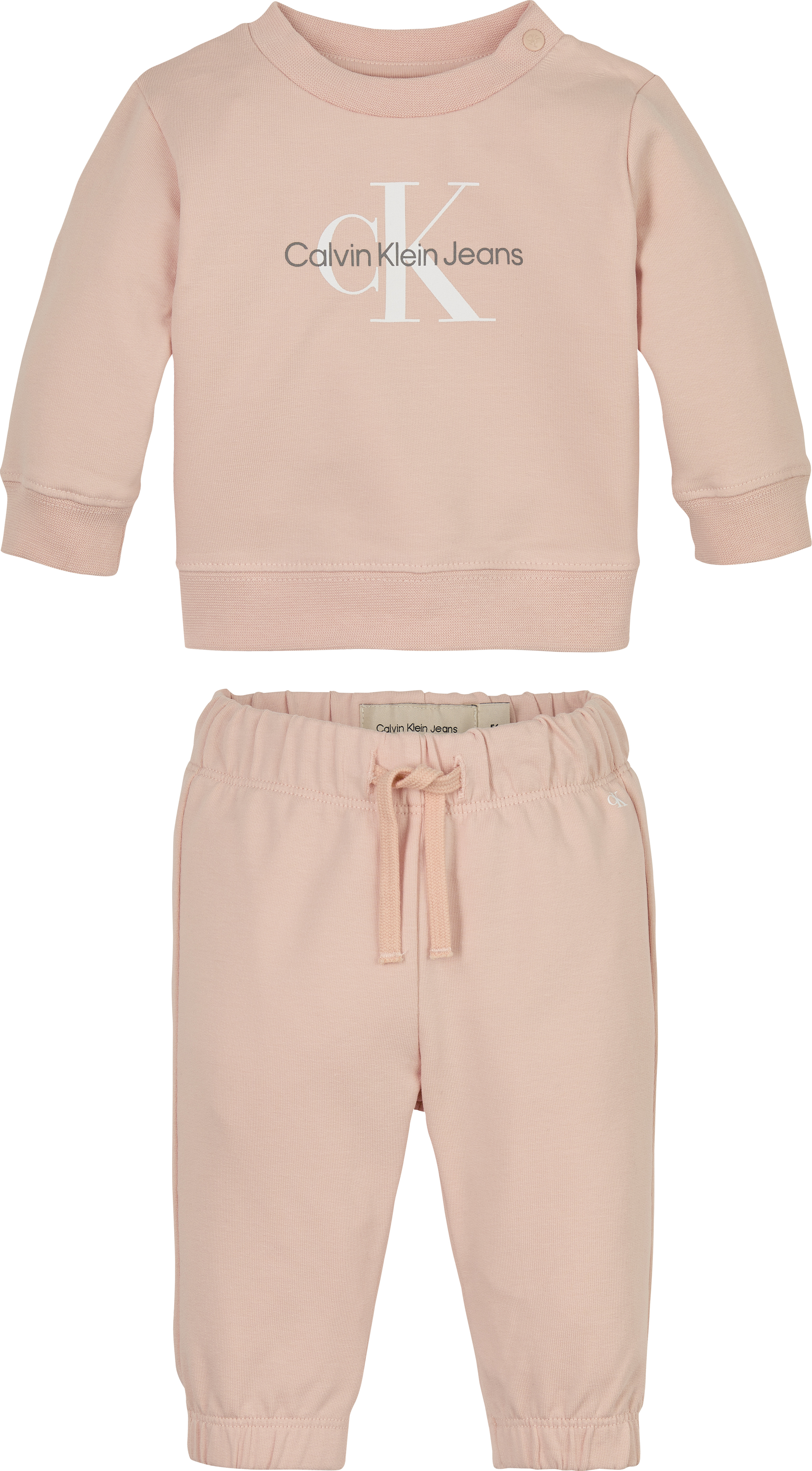 Shirt & Hose CALVIN KLEIN JEANS "MONOGRAM CN SWEATSHIRT SET", Baby, Gr. 86, spanish villa, Jersey, Obermaterial: 95% Baumwolle, 5% Elasthan, unifarben, KOB Set-Artikel, für Babys bis 2 Jahre Image