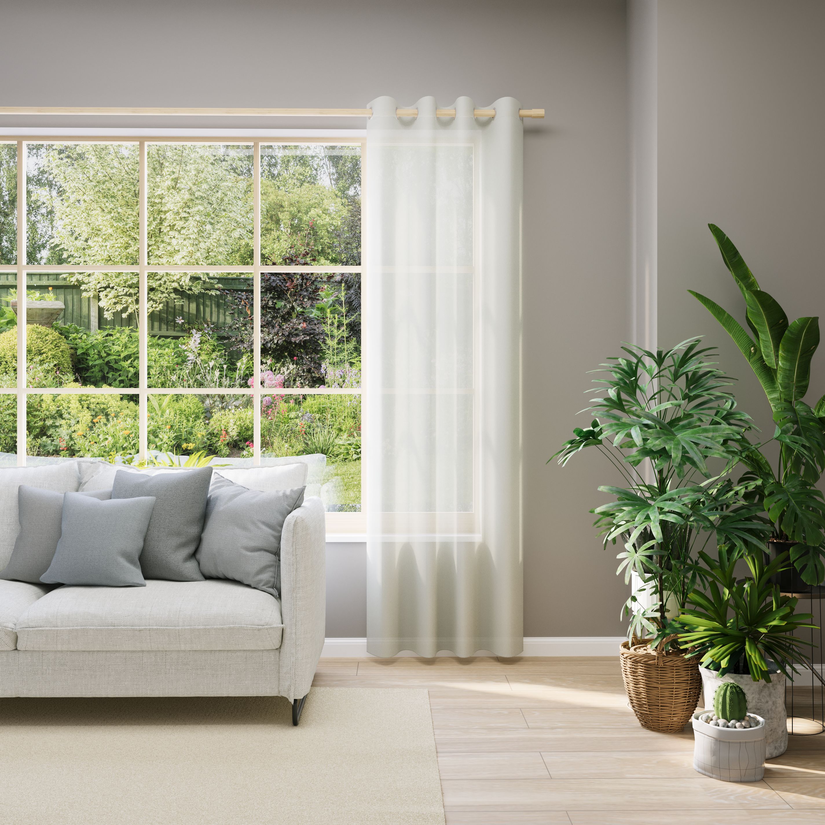 Vorhang nach Maß NEUTEX FOR YOU "EVA", weiß (wollweiß), B:850cm H:120cm, Obermaterial: 100% Polyester, Gardinen nach Maß, Uni-Voile mit elegantem Glanz Image