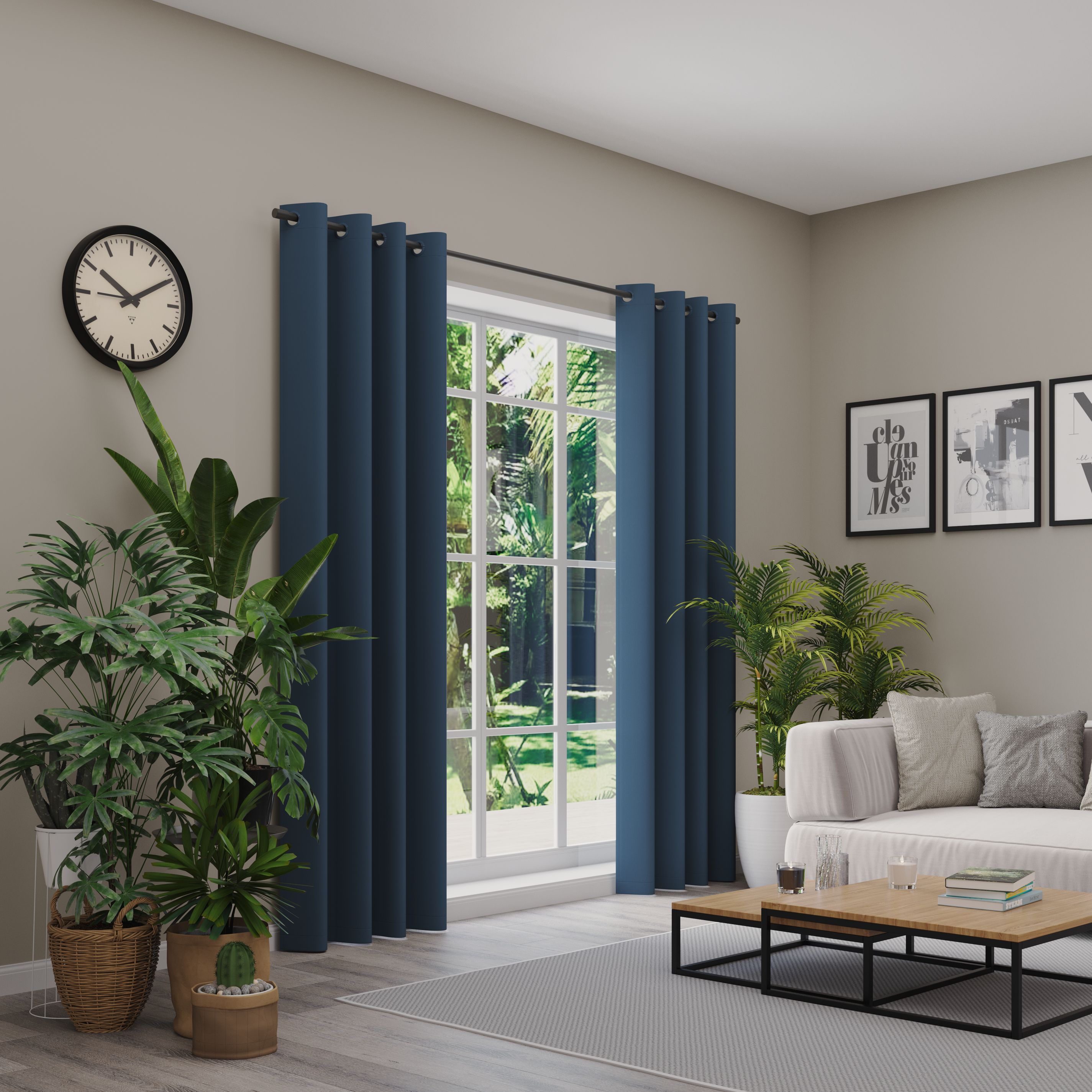 Verdunkelungsvorhang NEUTEX FOR YOU "INSULA", blau, B:137cm H:165cm, Polyester, Gardinen, Uni-Dimout für starke Verdunklung, nach Maß Image