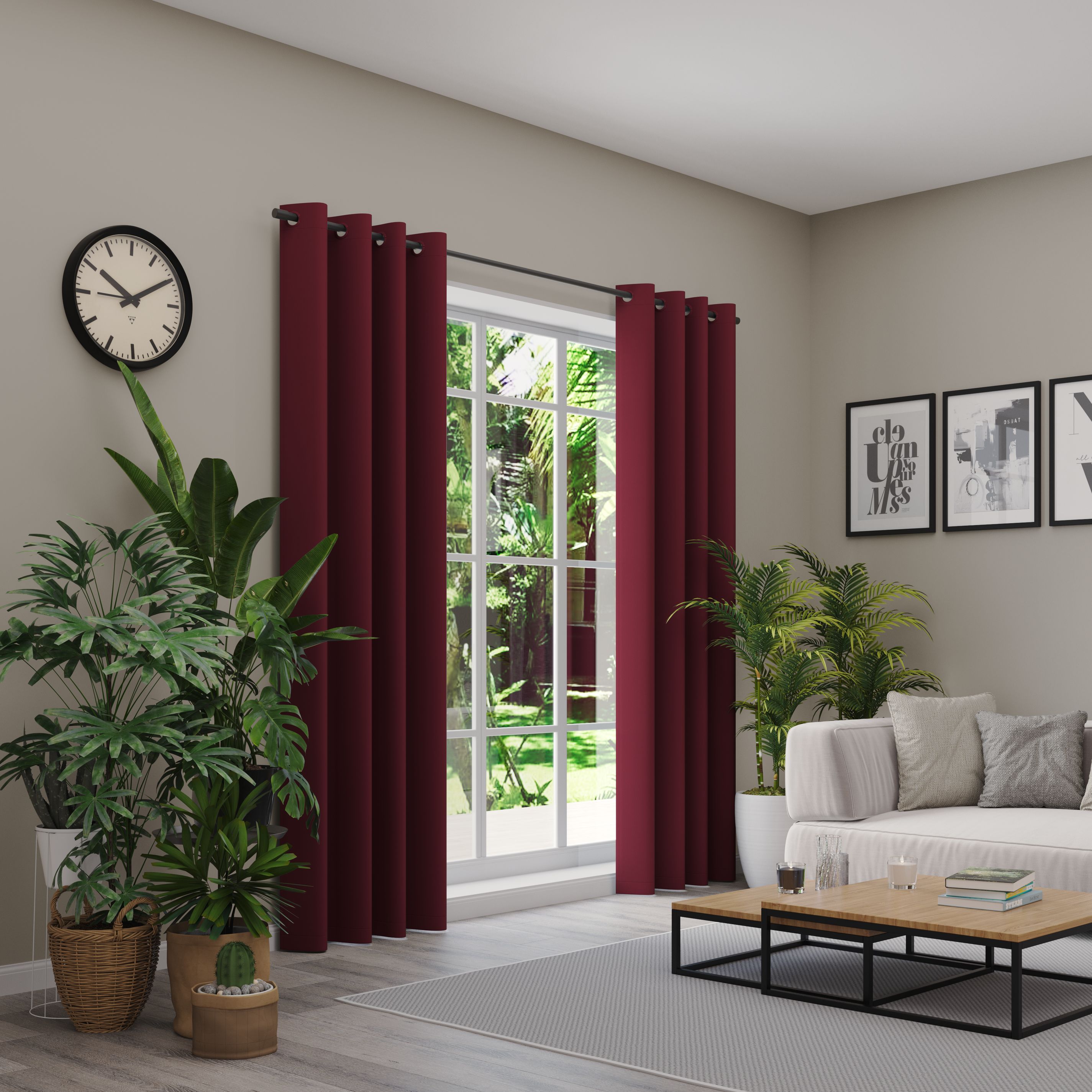Verdunkelungsvorhang NEUTEX FOR YOU "INSULA", rot (bordeaux), B:137cm H:200cm, Polyester, Gardinen, Uni-Dimout für starke Verdunklung, nach Maß Image