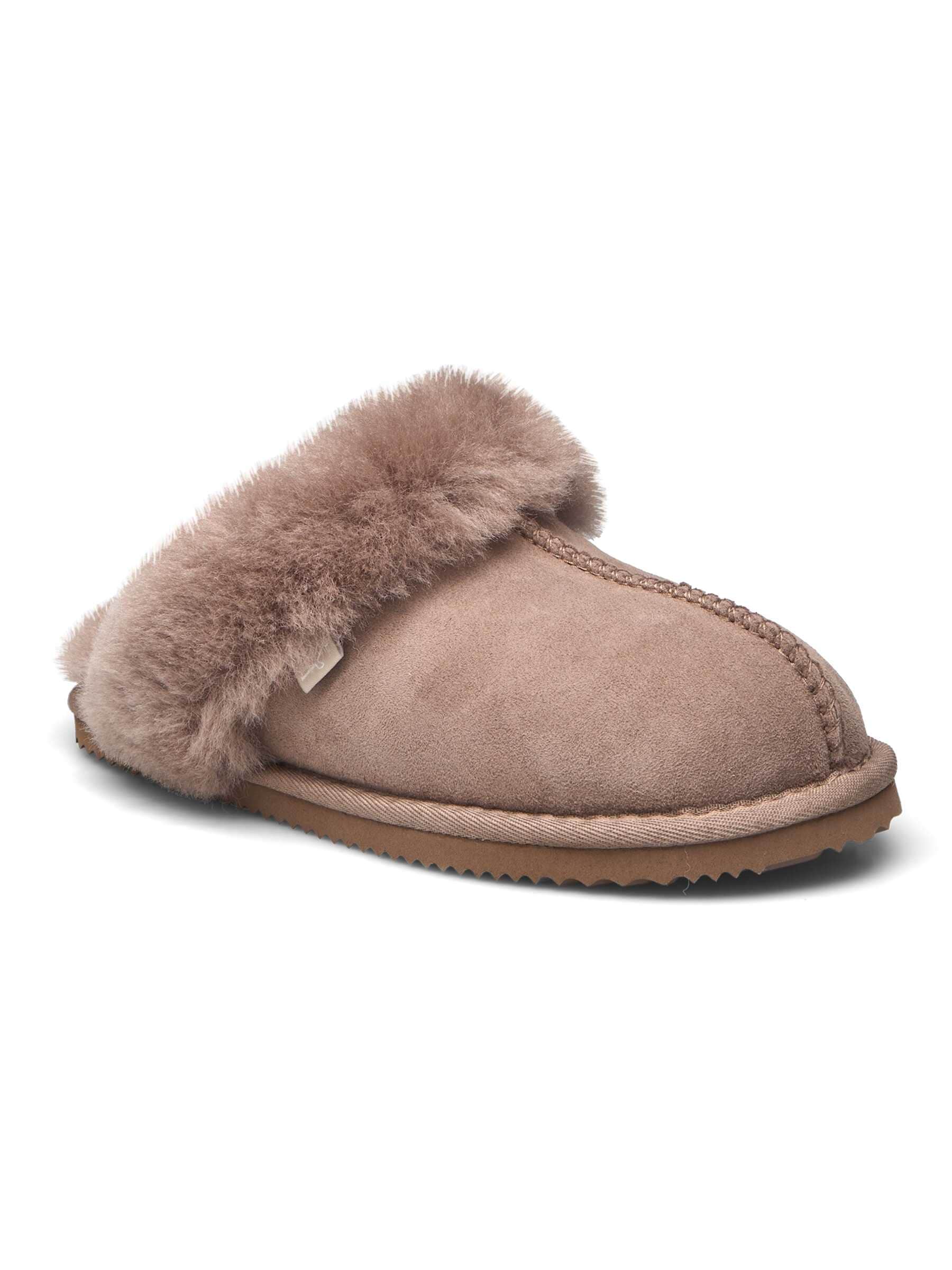Hausschuh ROSEMUNDE "Sydney Shearling Reversed Slippers", Damen, Gr. 39, taupe, Obermaterial: 100% Lammveloursleder. Futter: 100% Lammfell, Schuhe Hausschuh, atmungsaktiv, wärmend, mit Memory Foam