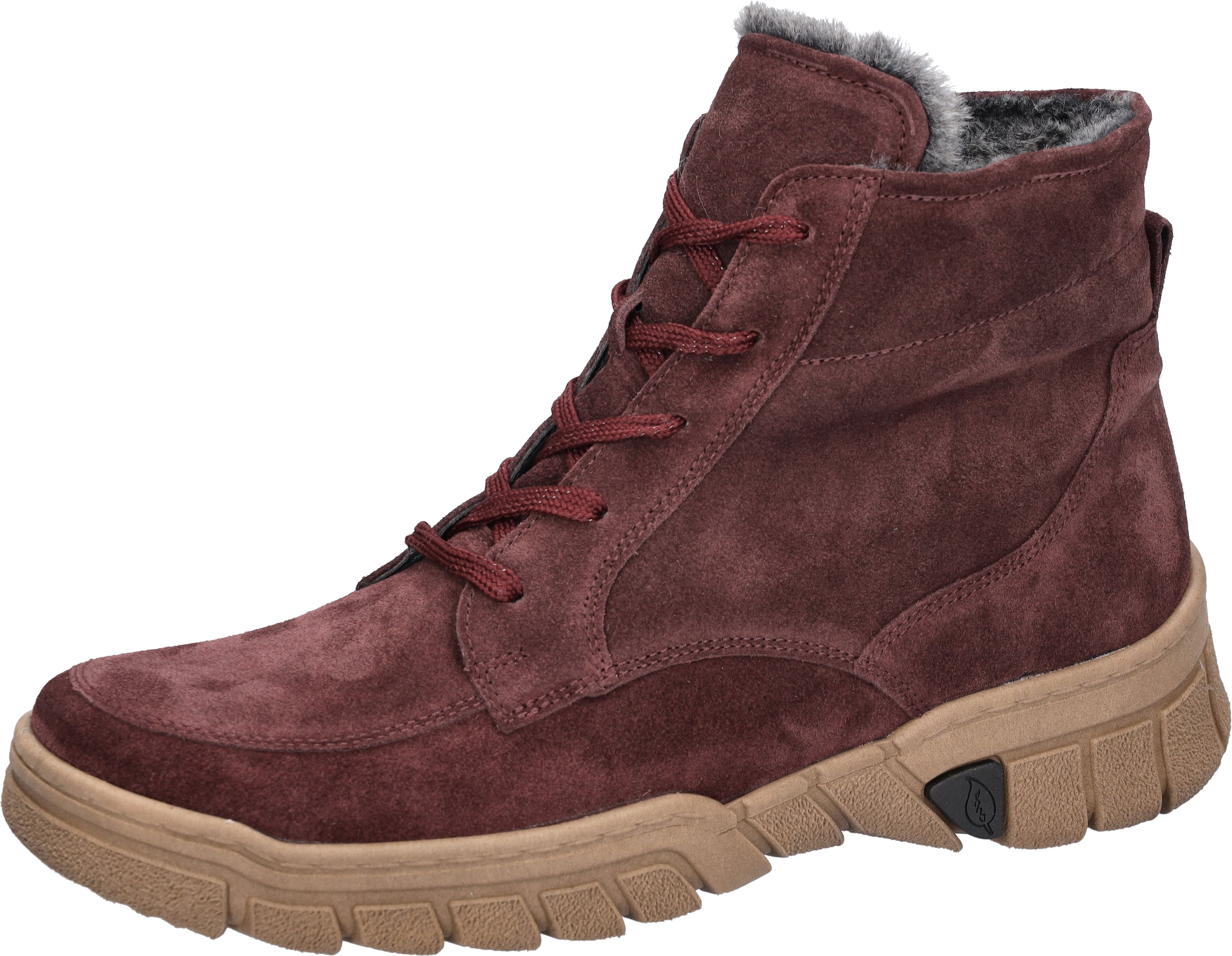 Winterboots WALDLÄUFER "H-LUMI", Damen, Gr. 5,5 (38,5), rot (bordeaux), Veloursleder, unifarben, Schuhe, Stiefelette, Warmfutter, in komfortabler Weite H (= sehr weit)