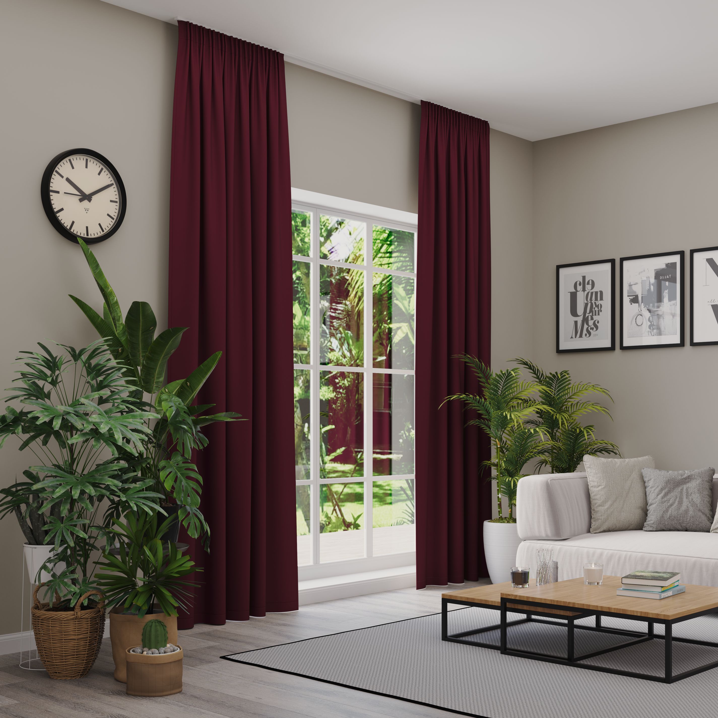 Verdunkelungsvorhang NEUTEX FOR YOU "INSULA", rot (bordeaux), B:137cm H:225cm, Polyester, Gardinen, Uni-Dimout für starke Verdunklung, nach Maß Image