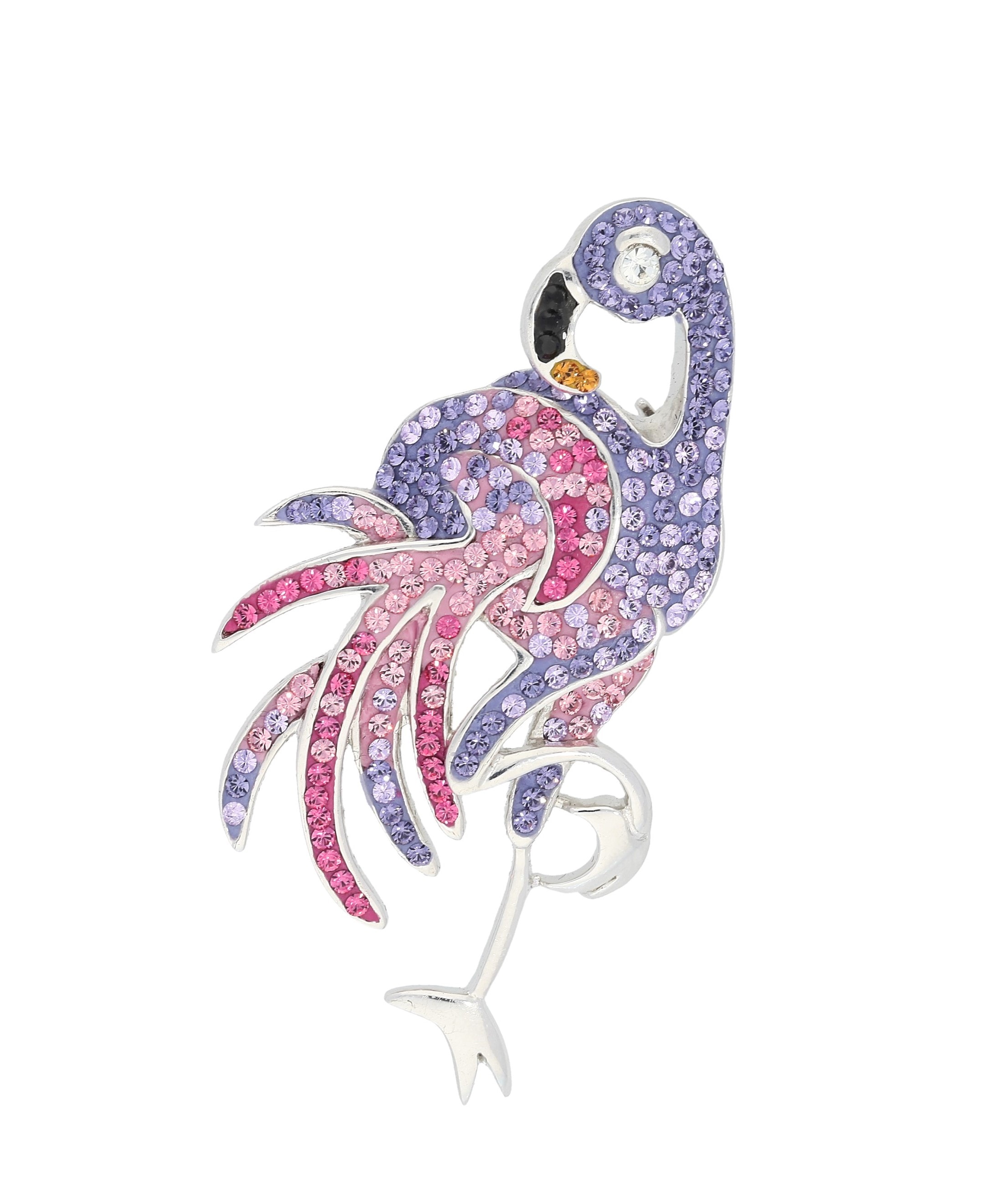 Brosche VIVANCE "Flamingo", silber (silber 925), Broschen, Damen, Silber 925 (Sterlingsilber), mit Swarovski-Elements Image