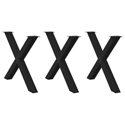 vidaXL Esstischbeine X-Form 3 Stk. Schwarz 90x(72-73) cm Stahl Image