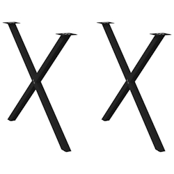 vidaXL Esstischbeine X-Form 2 Stk. Schwarz 90x(72-73) cm Stahl Image