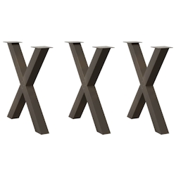 vidaXL Esstischbeine X-Form 3 Stk. Naturstahl 80x(72-73) cm Stahl Image