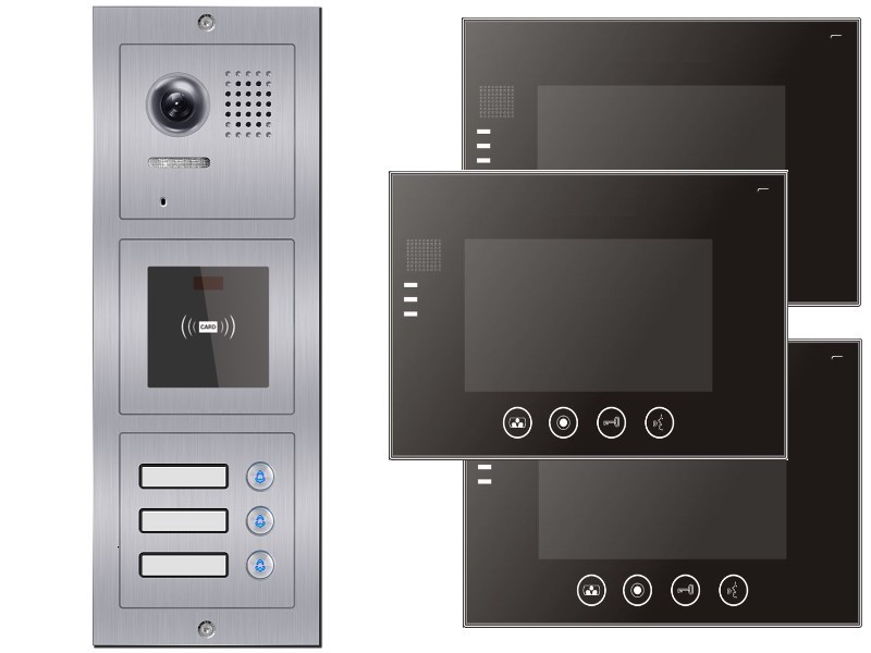 3-Familienhaus Video Türklingel mit RFID-Funktion DT33ID - 3xDT670 modulare Aussenstation Briefkasten Image