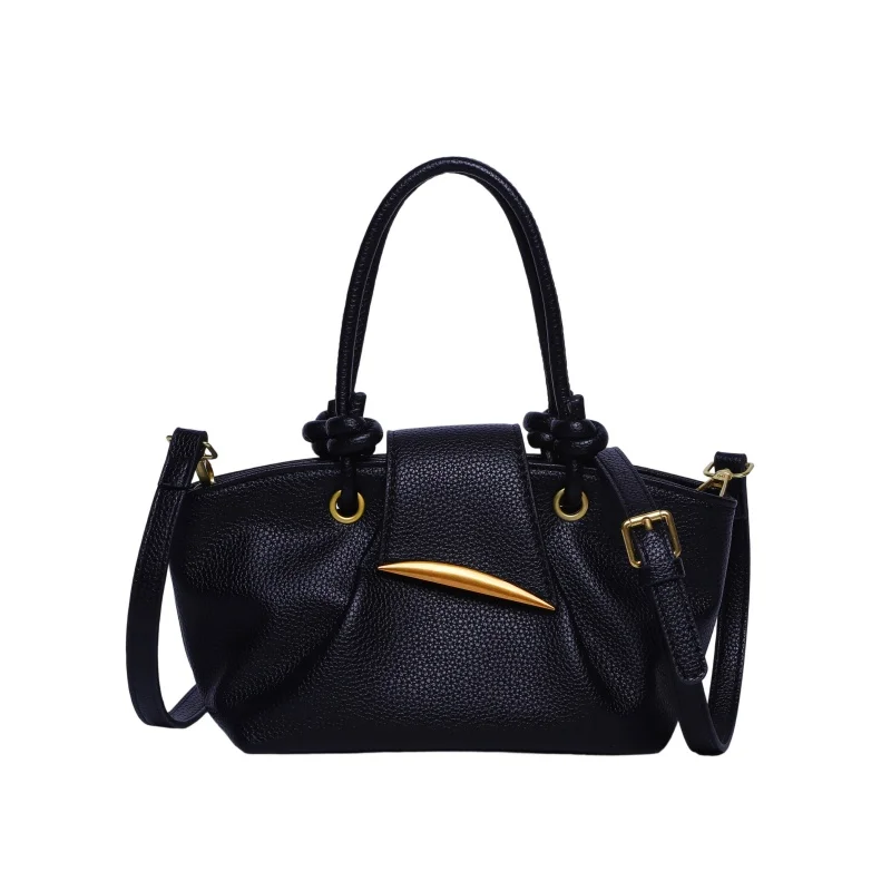 Mini sacs à main en cuir PU noir pour femmes, couleur unie, bourse de styliste, paquets classiques élégants pour femmes, sacs à coque Vintage de Style français