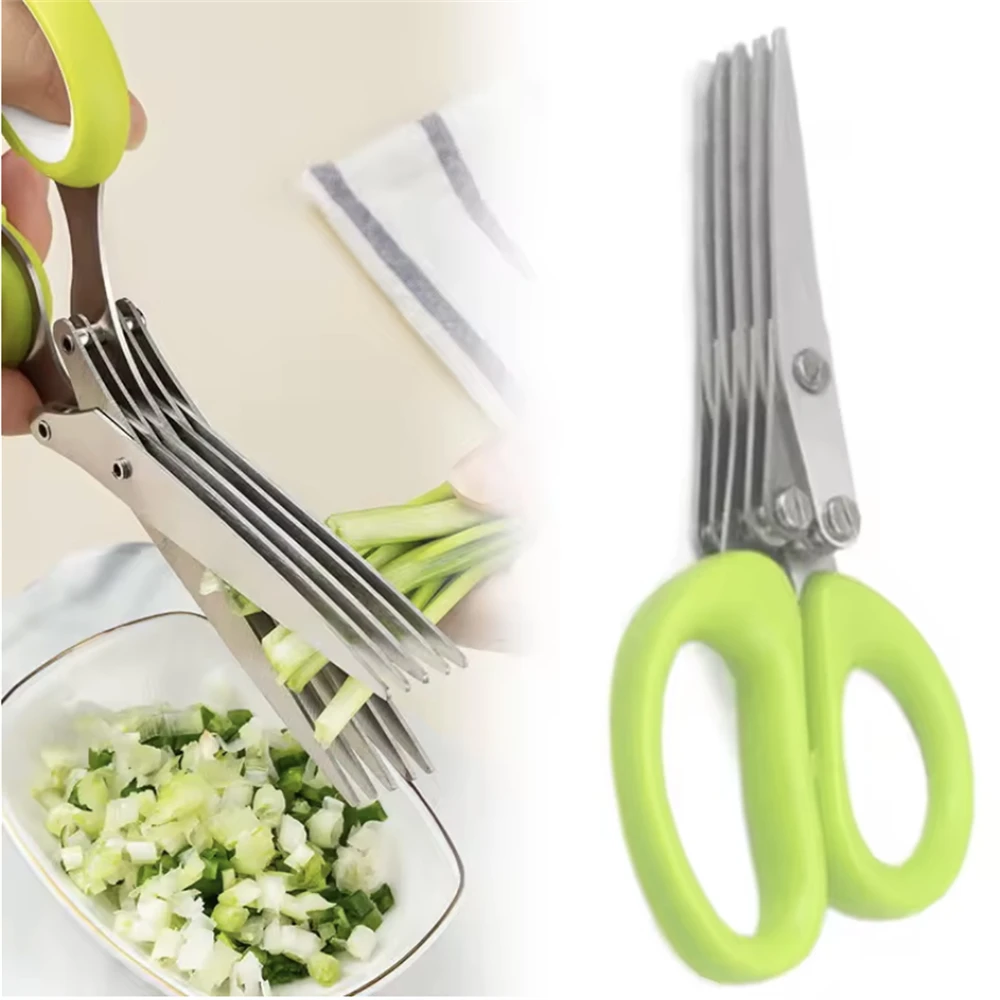 Ciseaux de cuisine multicouches en acier inoxydable, coupe-légumes, échalote, herbes, épices, outil de cuisine, accessoires de cuisine coupés