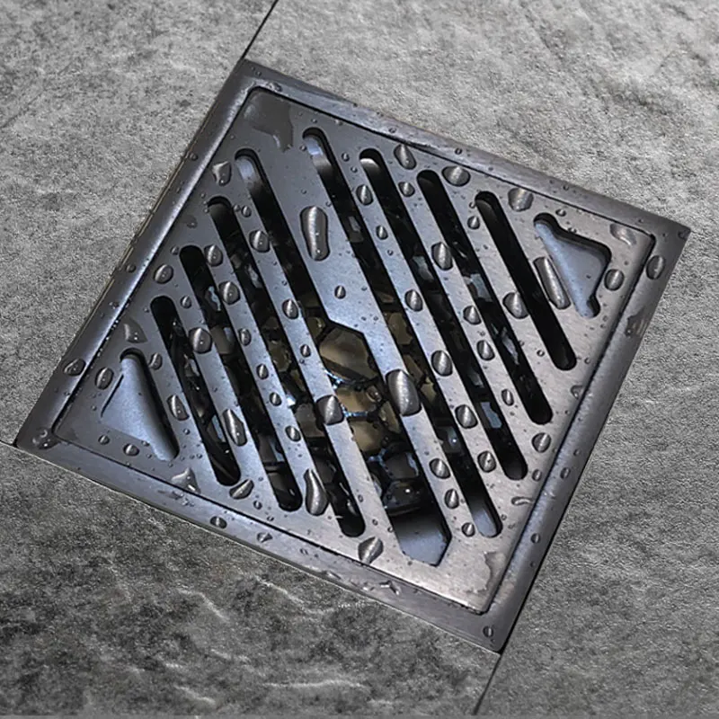 Filtre à cheveux pour salle de bain, Drain de sol, salle de bain, carré de 10cm, accessoires de salle de bain, douche grise de 4 pouces