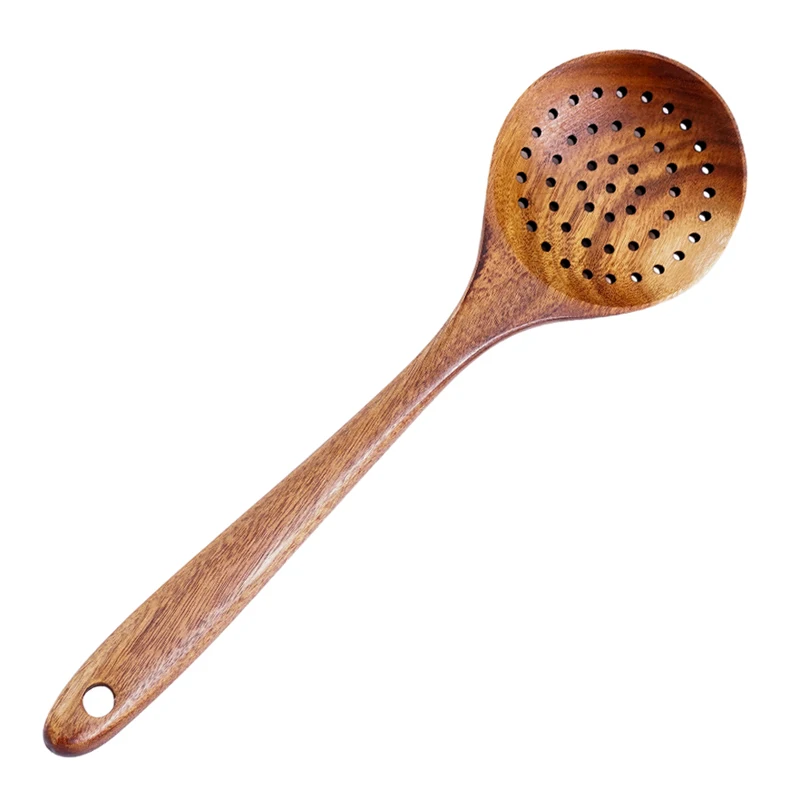 Cuillère en bois fendue, passoire d'écumoire de cuisine, longue cuillère à passoire en bois pour louche de cuisine, passoire alimentaire, cuillère, ustensiles de cuisine