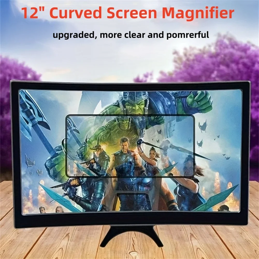 Loupe d'écran de téléphone incurvée 3D HD de 12 pouces, support d'amplificateur grand écran pour Smartphone TV Portable, supports d'amplificateur vidéo de film