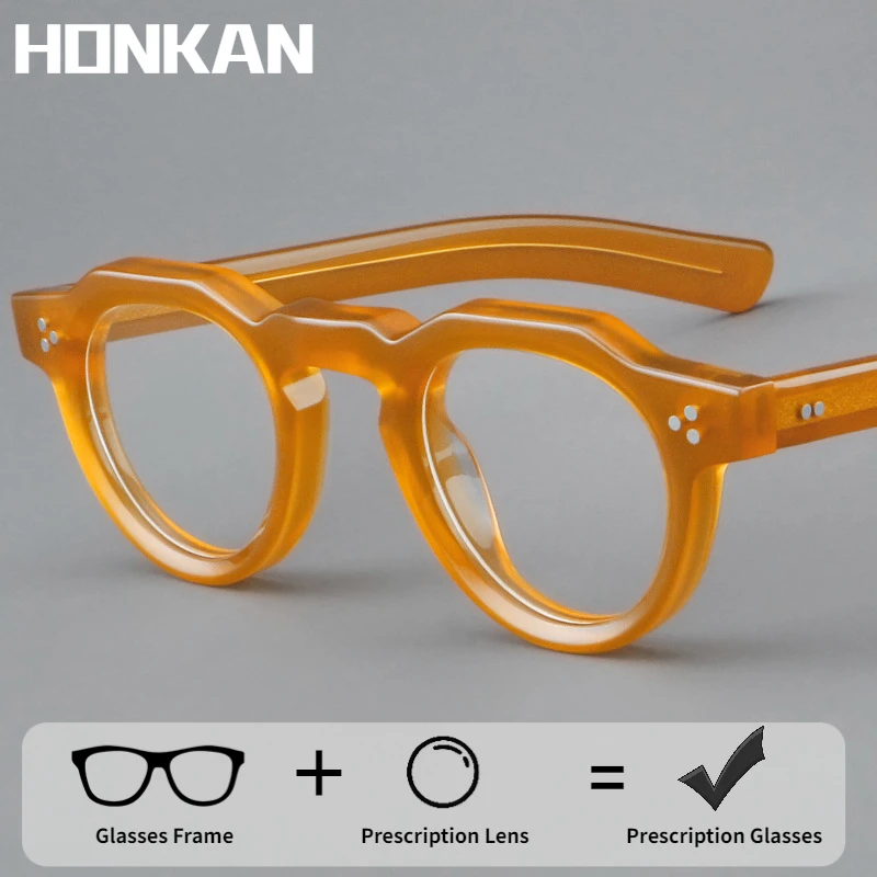 Vintage Runde Acetat Brille Rahmen Gläser Brillen Frauen Mode Niet Optische Transparente Brillen Männer Trend Image