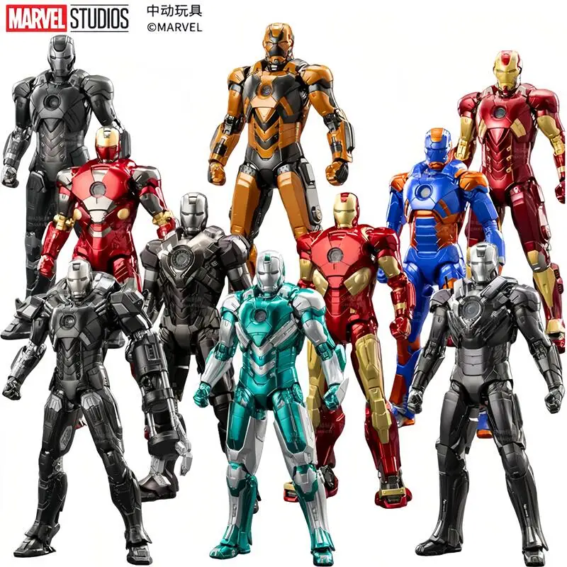 ZD Toys The Avengers Iron Man 1/10 18CM Mark-19 Mark-27 Mark-28 Mark31 Mark32 Mark34 Actionfiguren Modellkollektion Spielzeug Geschenk