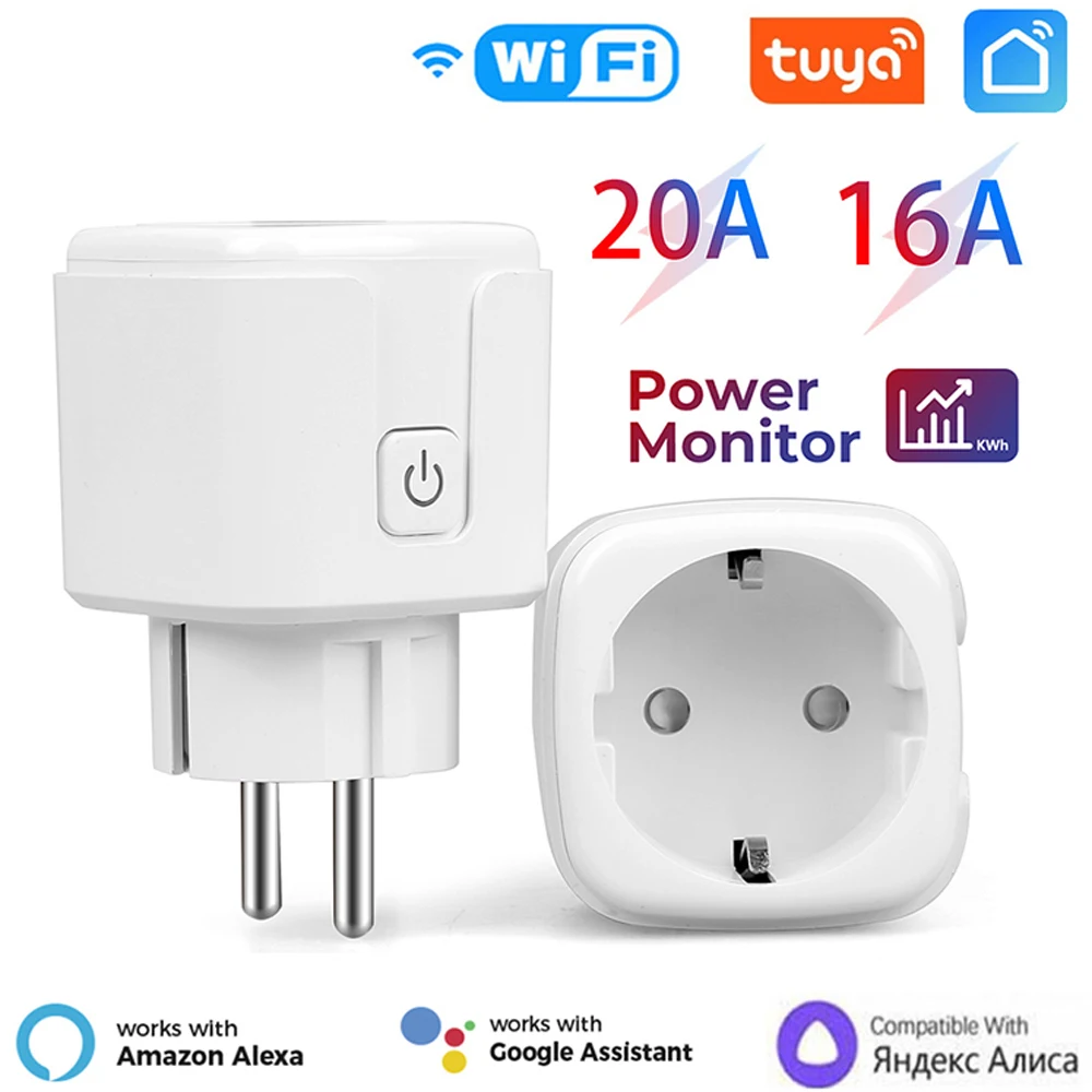 Tuya Smart Steckdose EU16A/20A Wifi Smart Plug Mit Power Überwachung Smart Leben APP Fernbedienung Unterstützung Google Assistent alexa Image