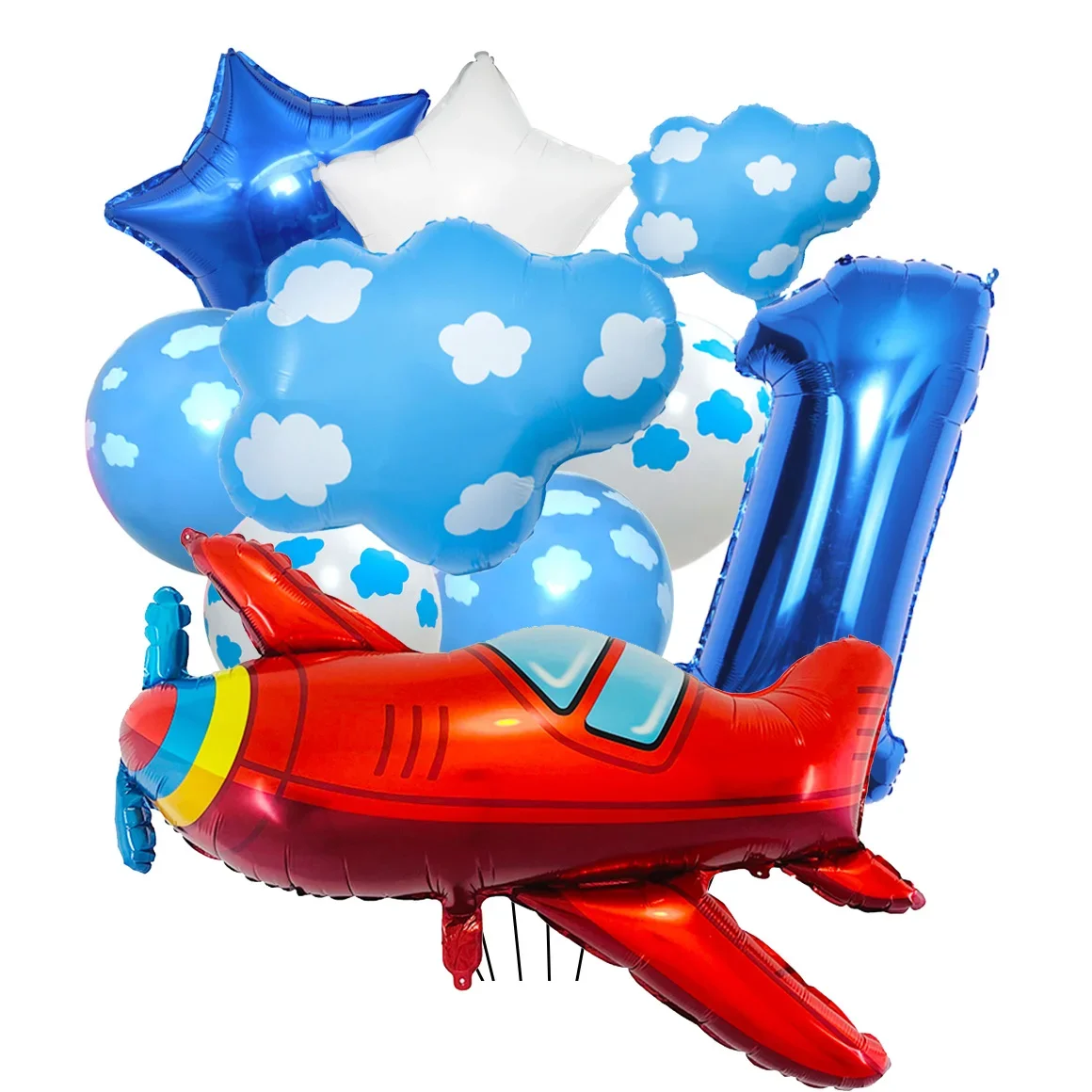 10 teile/satz Flugzeug Ballon 32 zoll Anzahl Folien Ballons 1. Geburtstag Flugzeug Thema Geburtstag Party Dekorationen Junge Pilot Gefälligkeiten Image