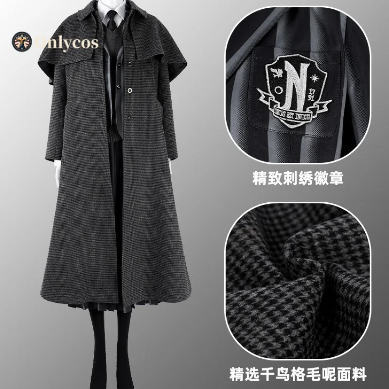 Addams Cosplay Wednesday Staffel 2, Kostüm, komplettes Set, College-Uniform, Requisiten, Zubehör, Damen, Halloween, Karneval, Party Image