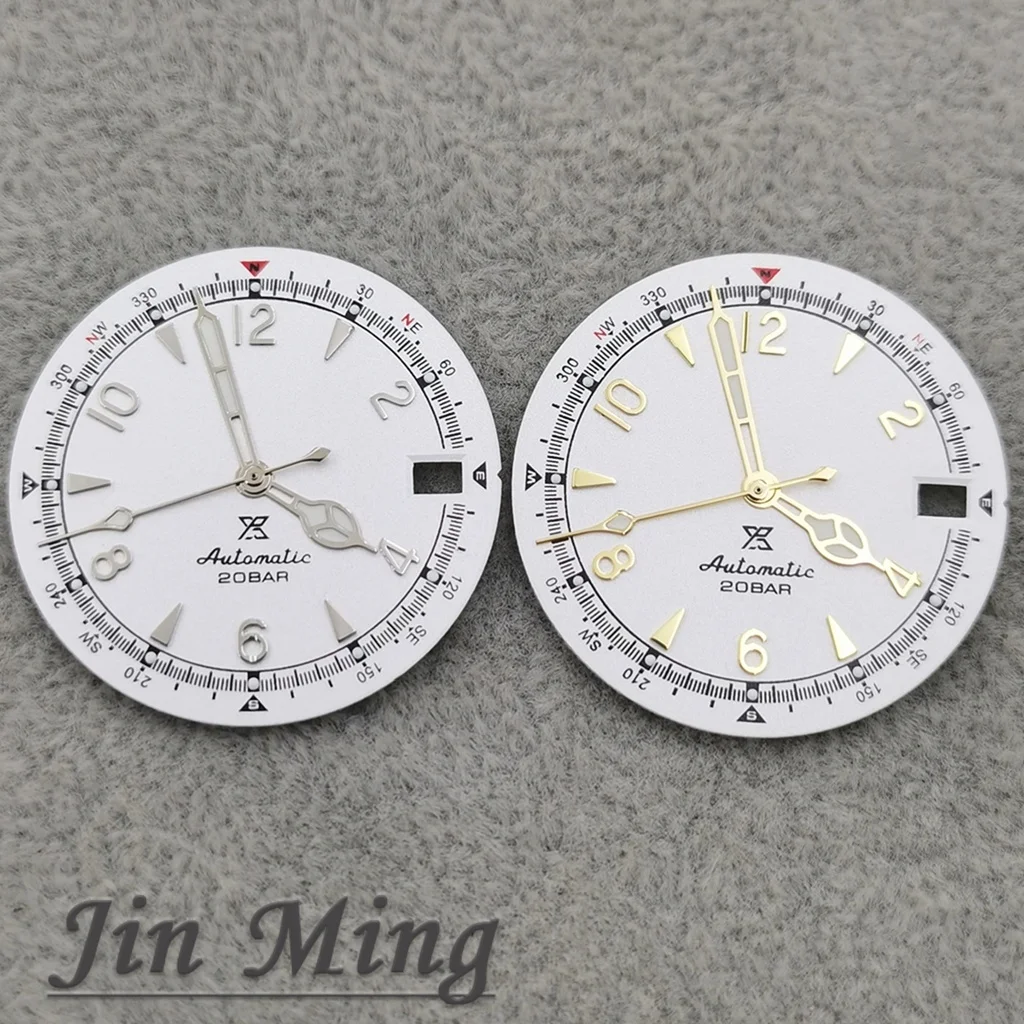 Hohe Qualität 28,5mm Weiß Schwarz Blau Grün Datum NH35 Matte Zifferblatt Grün Leuchtend Für SKX Mod Für NH35 NH36 4R 7S Bewegung