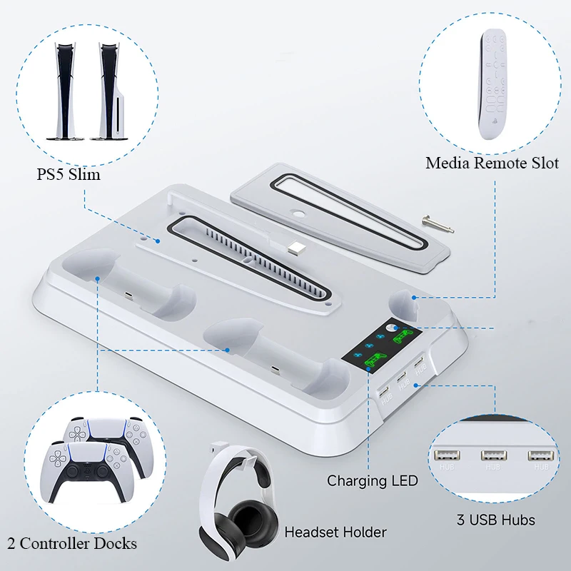 Multifunktionale Kühlbasis YH66 – für PS5-Standard (Digital/Disc), Slim (Digital/Disc) und Pro-Konsolen Image