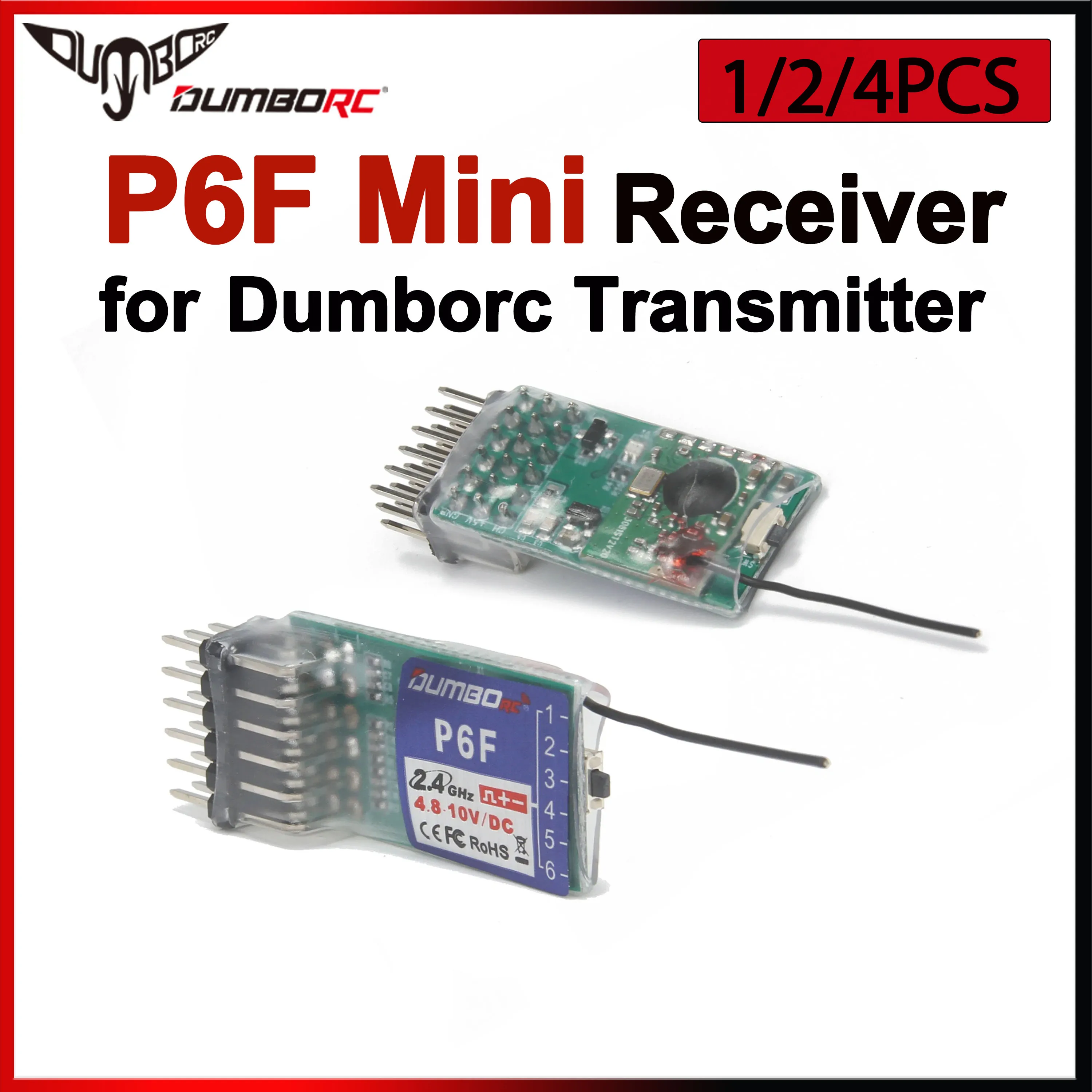 DUMBORC P6F Mini Empfänger 6CH 2,4 GHz RX für RC Sender X4 X5 X6 DDF350 X6PM-350 Fernbedienung Auto Boot tank Modell Spielzeug Image