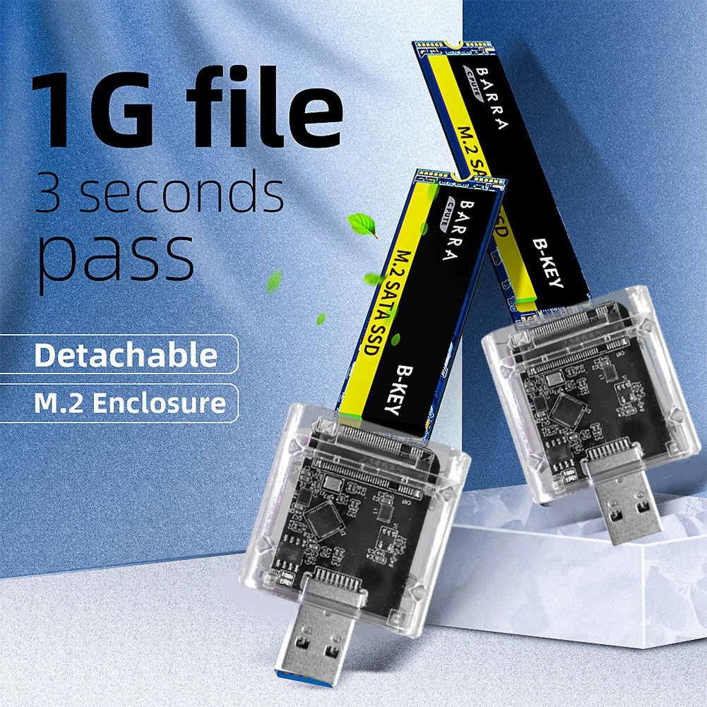 M2 SSD-Gehäuse M.2 auf USB 3.0 Gen 1 5 Gbit/s Hochgeschwindigkeits-SSD-Gehäuse für SATA M.2 NGFF SSD 2242 2260 2280 Kartenadapter Image