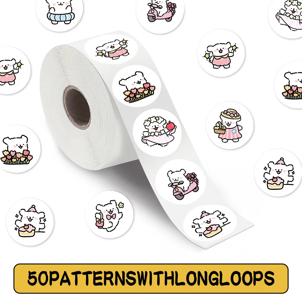 500 Stück/Rolle niedliche Cartoon-Malteser-Siegelaufkleber – Graffiti-Aufkleber für Gepäck, Handyhüllen, Laptops (LanLanStickersWorld Store) Image