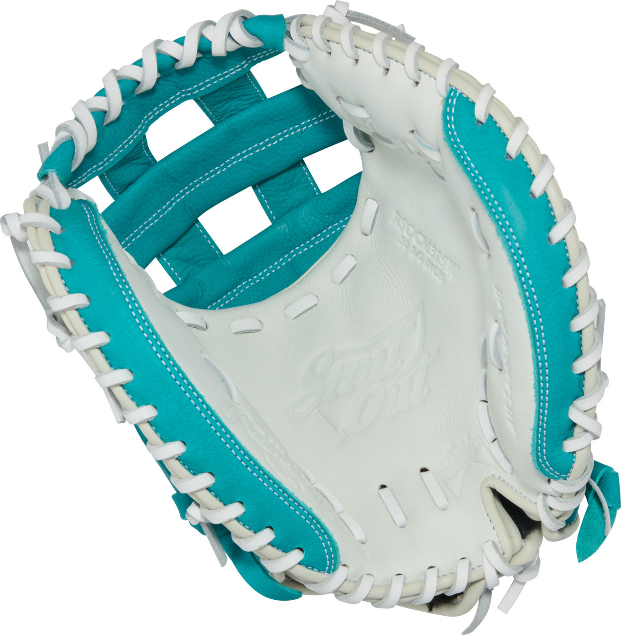 Rawlings Shut Out Series 31.5" Modified H Web Fastpitch Softball Catcher's Mitt - Right Hand Throw White/Green