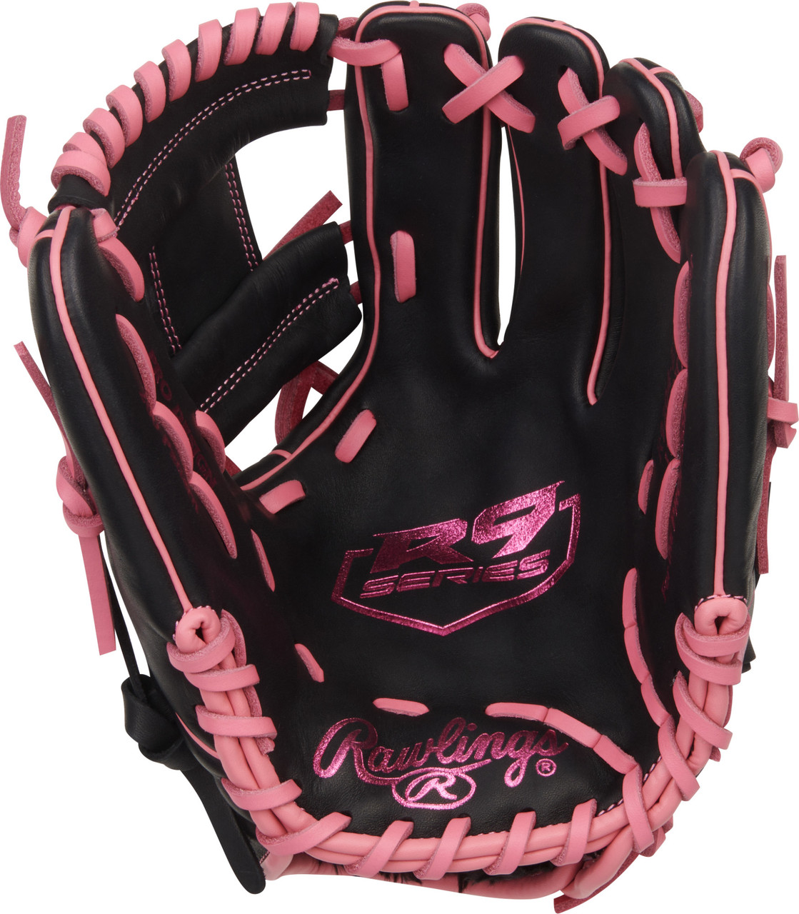Rawlings R9 Series 11.5" Pro I Web 200 Pattern Baseball Glove - Right Hand Throw Black/Pink