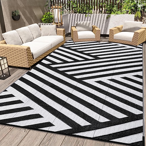 Campingteppiche, Kunststoff-Strohmatte, wetterfest, wendbar, große Bodenmatte für draußen, Hinterhof, Deck, Picknick, Strand, Anhänger, Camping Image