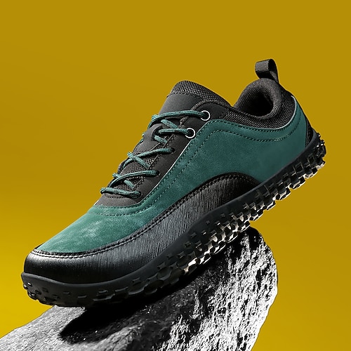 grün-schwarze Herren-Outdoor-Wanderschuhe mit Schnürverschluss und robuster Sohle – ideal für Abenteuerlustige, lässige Outdoor-Aktivitäten und Alltagsmode Image