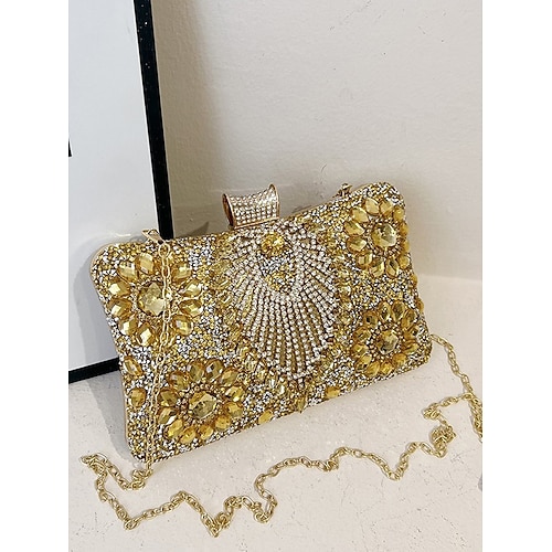 Damen Handtasche Abendtasche Polyester Silber Königsblau Gold
