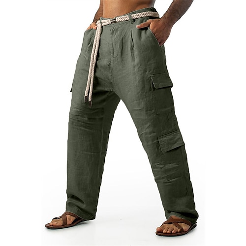 Herren Cargo-Hosen Hose Knöpfe Mehrere Taschen Einfach tragbar Outdoor Täglich Campen und Wandern Mode Klassisch Schwarz Weiß Image