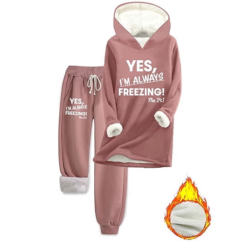 Damen Zweiteilige Sets Trainingsanzug Hosen-Sets Langarm Mit Kapuze Grafik Buchstabe Kordelzug Druck Täglich Stilvoll Lässig Täglich Blau Schwarz Rosa Herbst Normale Passform Image