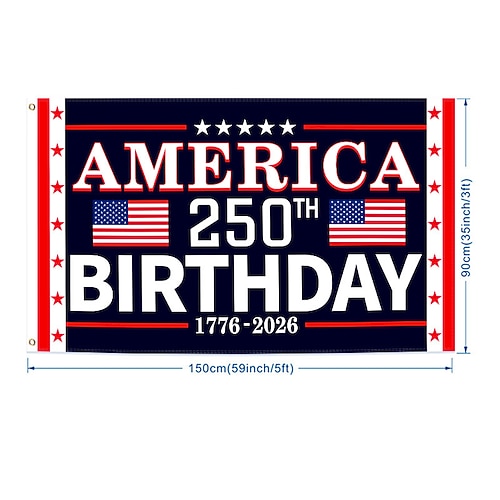 1776–2026 USA-Flagge zum 250. Jahrestag, 91 x 152 cm, patriotisches amerikanisches Dekorationsbanner für den Außenbereich für Hof, Garten, Haus oder die Feier zum Unabhängigkeitstag Image