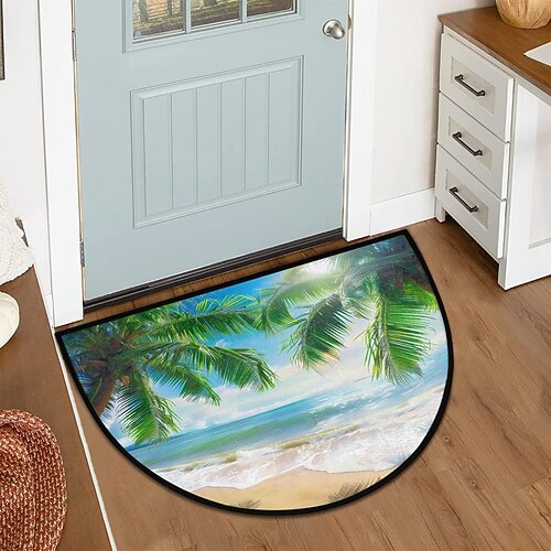 Halbrunder Kristallvelours Fußmatte für den Eingangsbereich weicher rutschfester maschinenwaschbarer Fußteppich einfaches nordisches Design mit Aufzeichnung fleckenresistent langlebig saugfähig Image