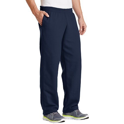 Herren Jogginghose Fleecehose Hose Gerade geschnittene Sweatpants Elastischer Bund Einfarbig Warm Atmungsaktiv Volle Länge Heim Arbeit Sport im Freien Klassicher Stil Lässig / Sportlich Marineblau Image