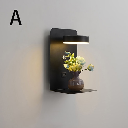 USB-Ladewandleuchte für Mobiltelefone, Nachttischlampe für Schlafzimmer, einfache und kreative LED-Lampe, nordische LED-Wandlampe, für Wohnzimmer Image