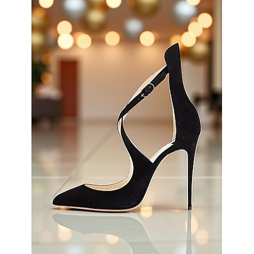 Damen-Stilettos aus violettem Lackleder mit Riemchen und spitzer Zehenpartie – elegante Schuhe für formelle Anlässe und Cocktailpartys Image