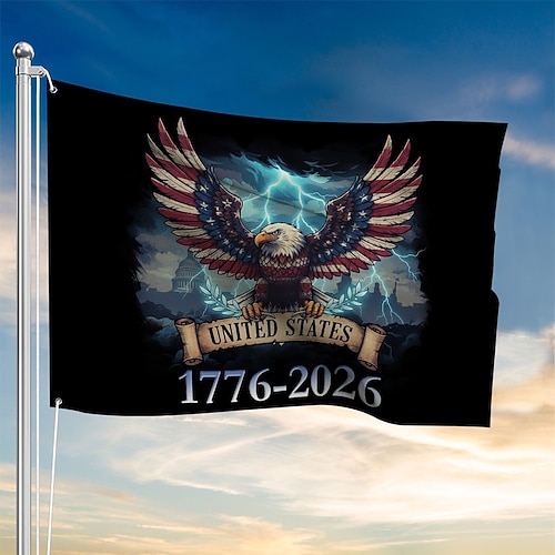 Flagge zum 250. Jahrestag der USA (1776–2026) – Patriotische Sterne, Gartendekoration, Partyzubehör, Hängedekoration für Zimmer, Haus und Garten, Willkommenshintergrund, 90 x 150 cm (3 x 5 Fuß)