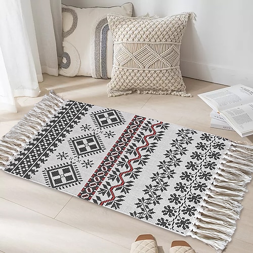 Teppiche Bohème Teppich für Wohnzimmer und Schlafzimmer pflegeleichte gewebte Fußmatte weich rutschfest maschinenwaschbare Matte tragbarer dekorativer Teppich für Zuhause Image