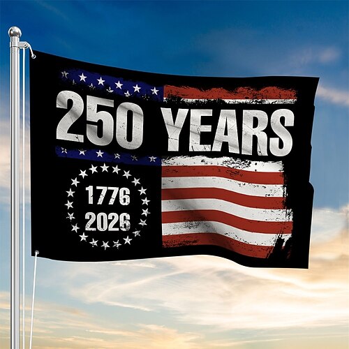 Flagge zum 250. Jahrestag der USA (1776–2026) – Patriotische Sterne, Gartendekoration, Partyzubehör, Hängedekoration für Haus und Garten, Willkommenskulisse, 90 x 150 cm (3 x 5 Fuß), 4. Juli, Unabhängigkeitstag
