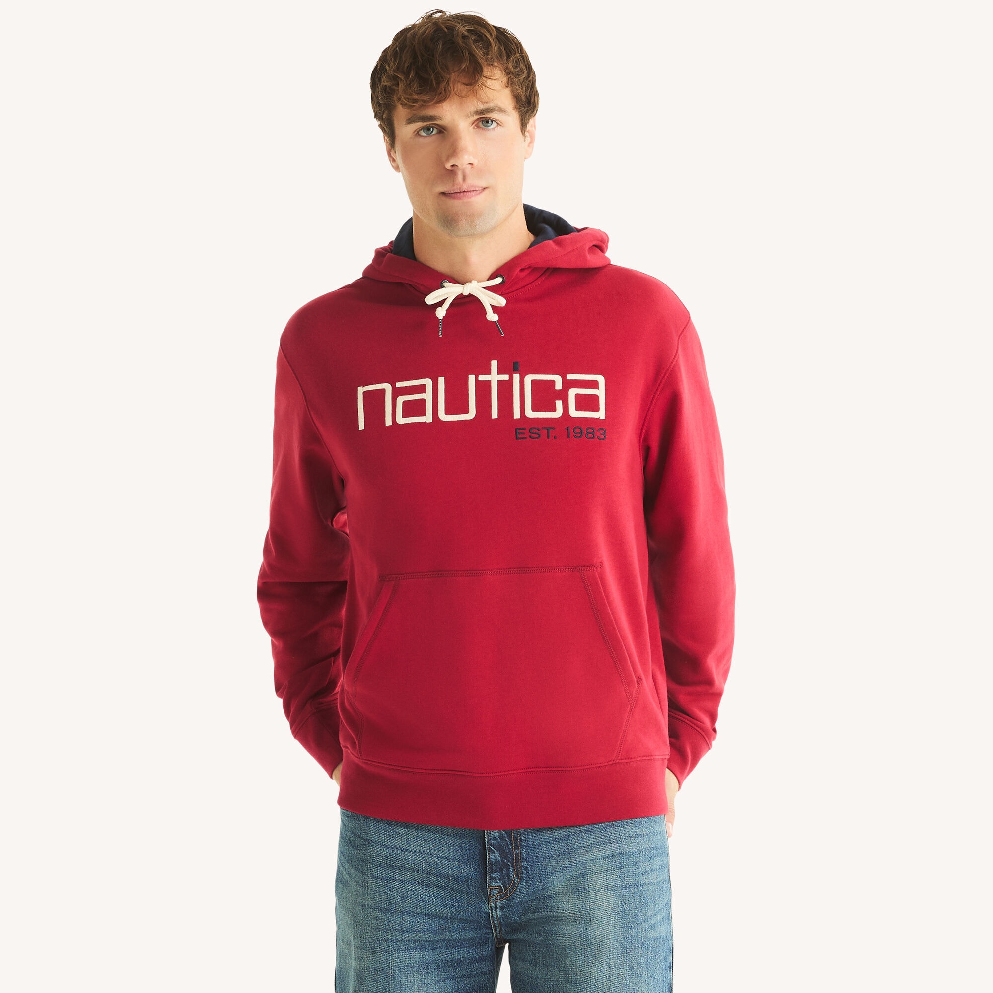 Nautica Men's Pullover Fleece Hoodie 690 (Rio Red), XS